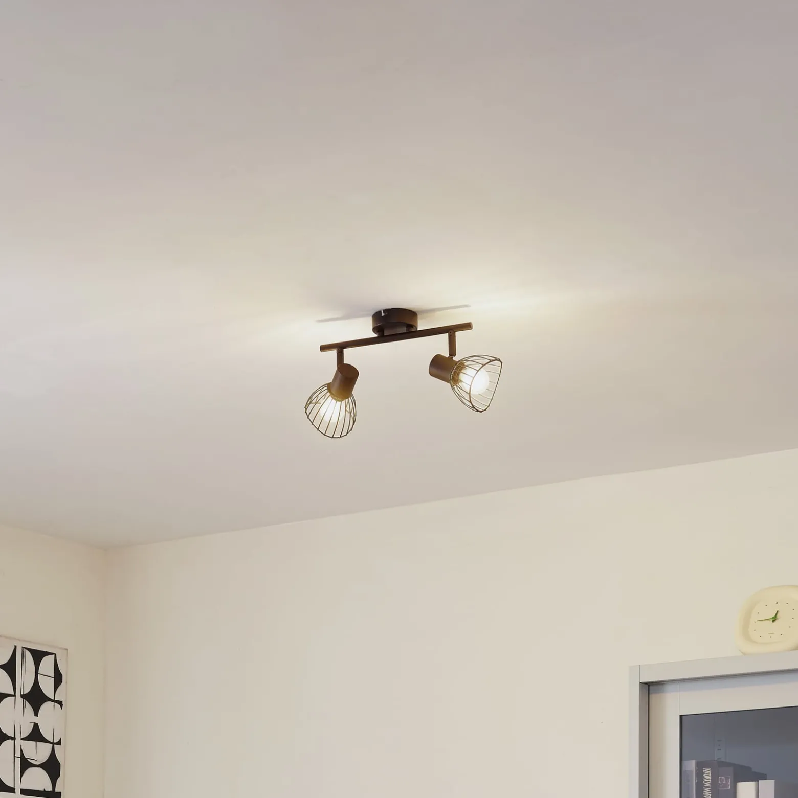Lindby kattovalaisin Piena, musta, 2-valo, metalli, 39cm