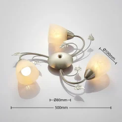 Lindby kattovalaisin Yannie, 3-valo, 50cm, nikkeli/valkoinen, lasi
