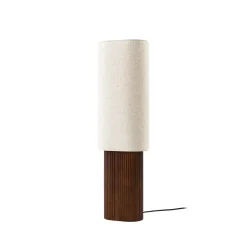 Lindby Kimiko -lattiavalaisin, korkeus 100 cm, pähkinäpuu, tekstiili
