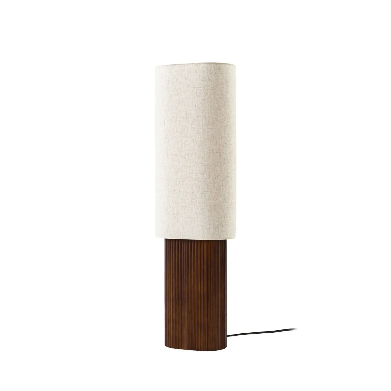 Lindby Kimiko -lattiavalaisin, korkeus 100 cm, pähkinäpuu, tekstiili