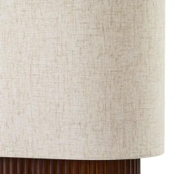 Lindby Kimiko -lattiavalaisin, korkeus 100 cm, pähkinäpuu, tekstiili