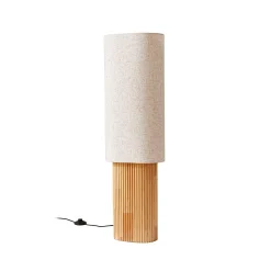 Lindby Kimiko-lattiavalaisin, korkeus 100 cm, puu, tekstiili, E27