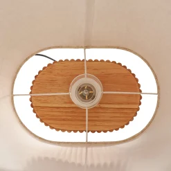 Lindby Kimiko-lattiavalaisin, korkeus 100 cm, puu, tekstiili, E27