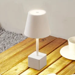 Lindby ladattava LED-pöytävalaisin Janea CUBE, valkoinen, metallia
