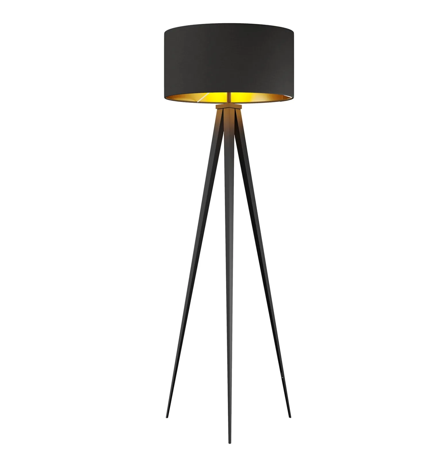 Lindby lattiavalaisin Benik, kolmijalka, tekstiili, musta/kulta, 153cm