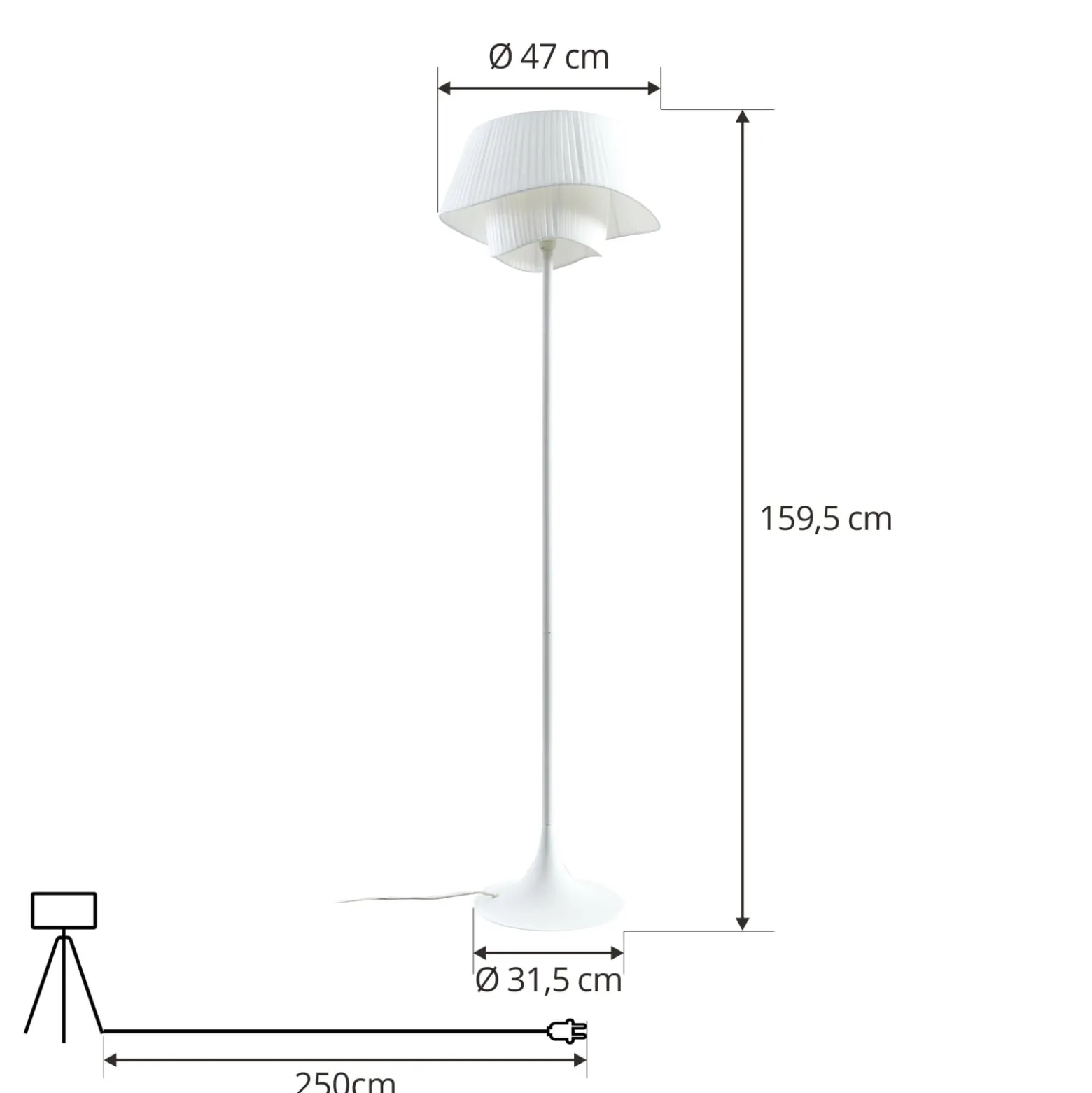 Lindby lattiavalaisin Eryndor, valkoinen, tekstiili, Ø 47 cm, E27