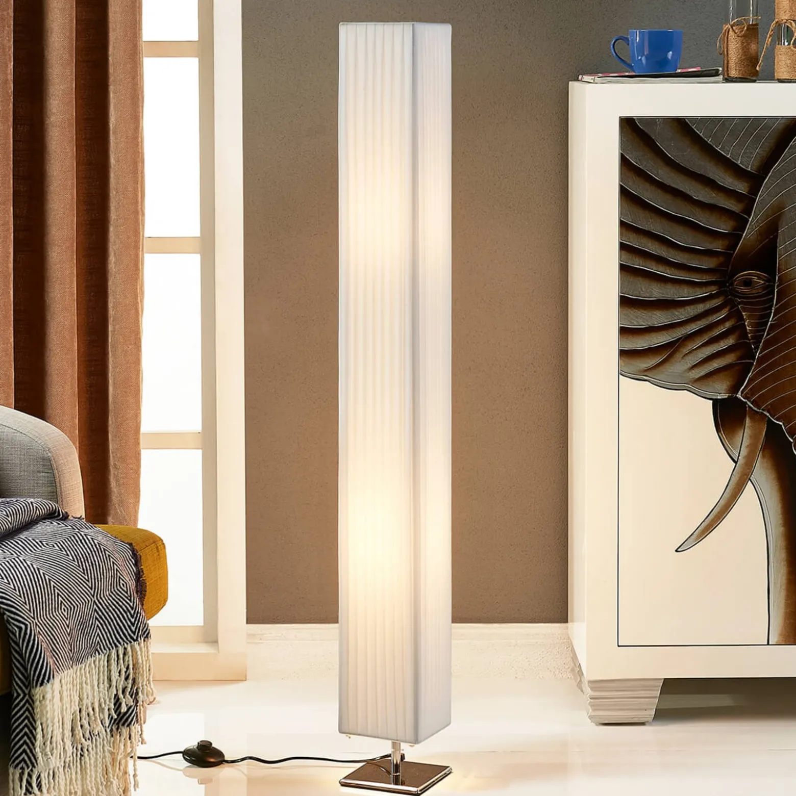 Lindby lattiavalaisin Janno, valkoinen, tekstiili, metalli, 120cm, E27