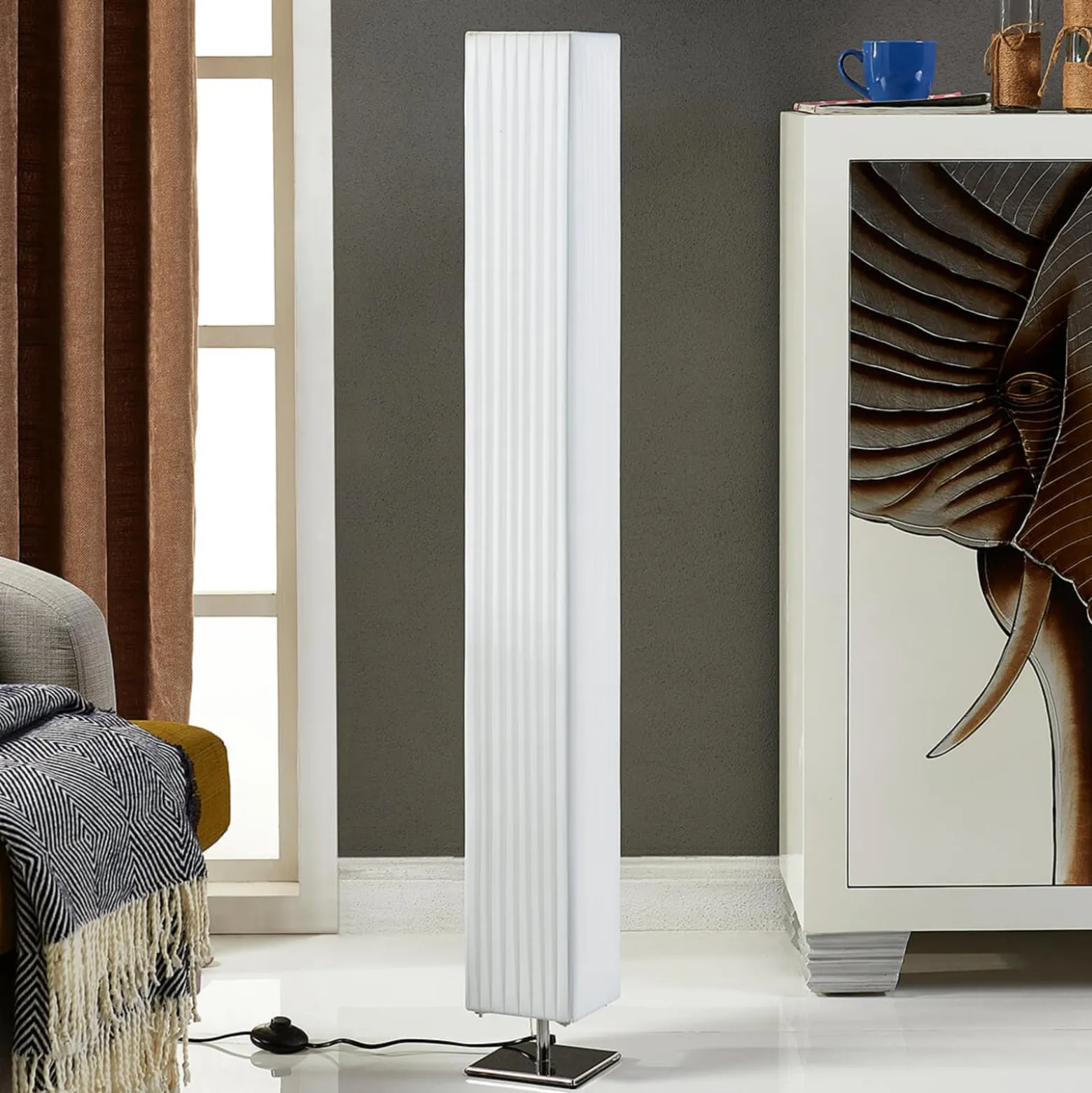 Lindby lattiavalaisin Janno, valkoinen, tekstiili, metalli, 120cm, E27