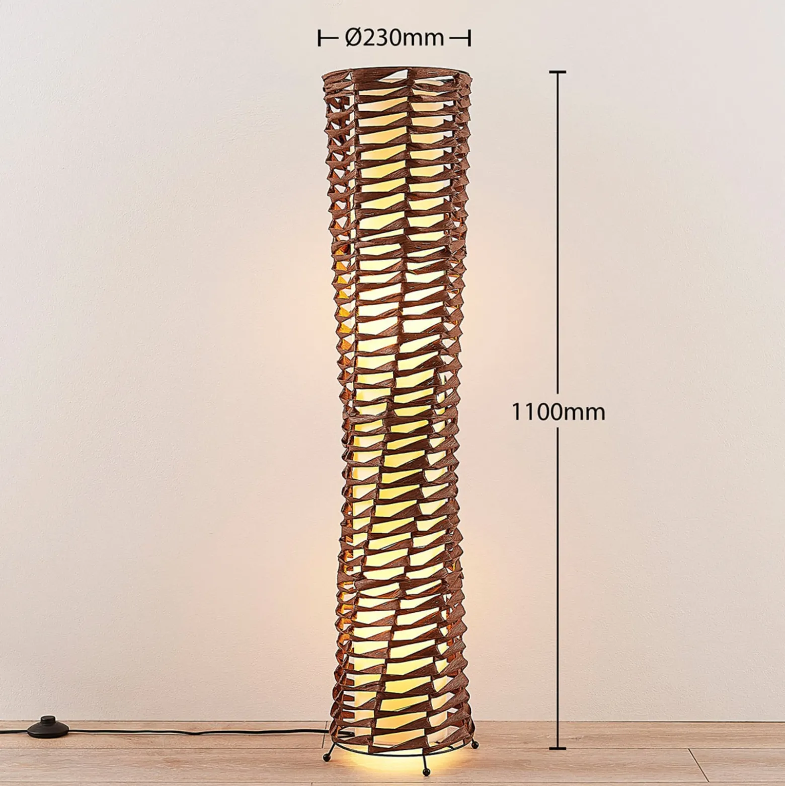 Lindby lattiavalaisin Joas, 110 cm, paperi, tekstiili, ruskea