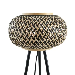 Lindby lattiavalaisin Nerys, musta, bambu, Ø 31,5 cm, kolmijalka, jalusta