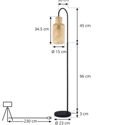 Lindby lattiavalaisin Venora, 145 cm korkea, bambu, E27