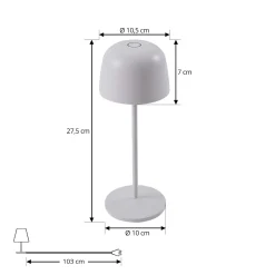 Lindby LED-akkukäyttöinen pöytävalaisin Arietty, valkoinen, himmennettävä, IP65