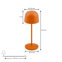 Lindby LED-akku-pöytävalaisin Arietty, oranssi, himmennettävä, IP65