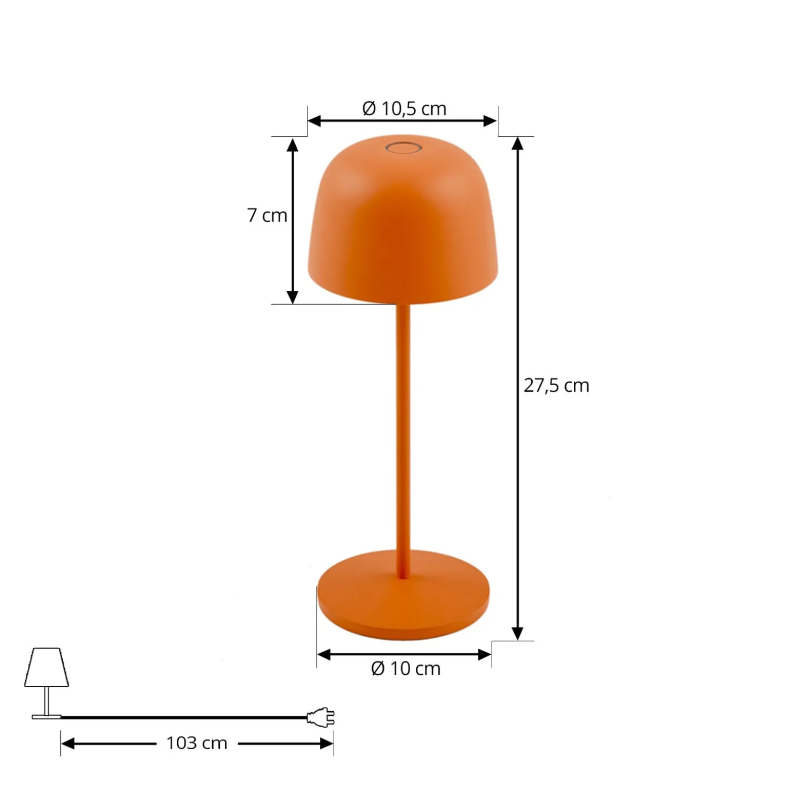 Lindby LED-akku-pöytävalaisin Arietty, oranssi, himmennettävä, IP65