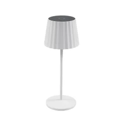 Lindby LED-akku pöytävalaisin Esali, valkoinen, uurteet, 29 cm