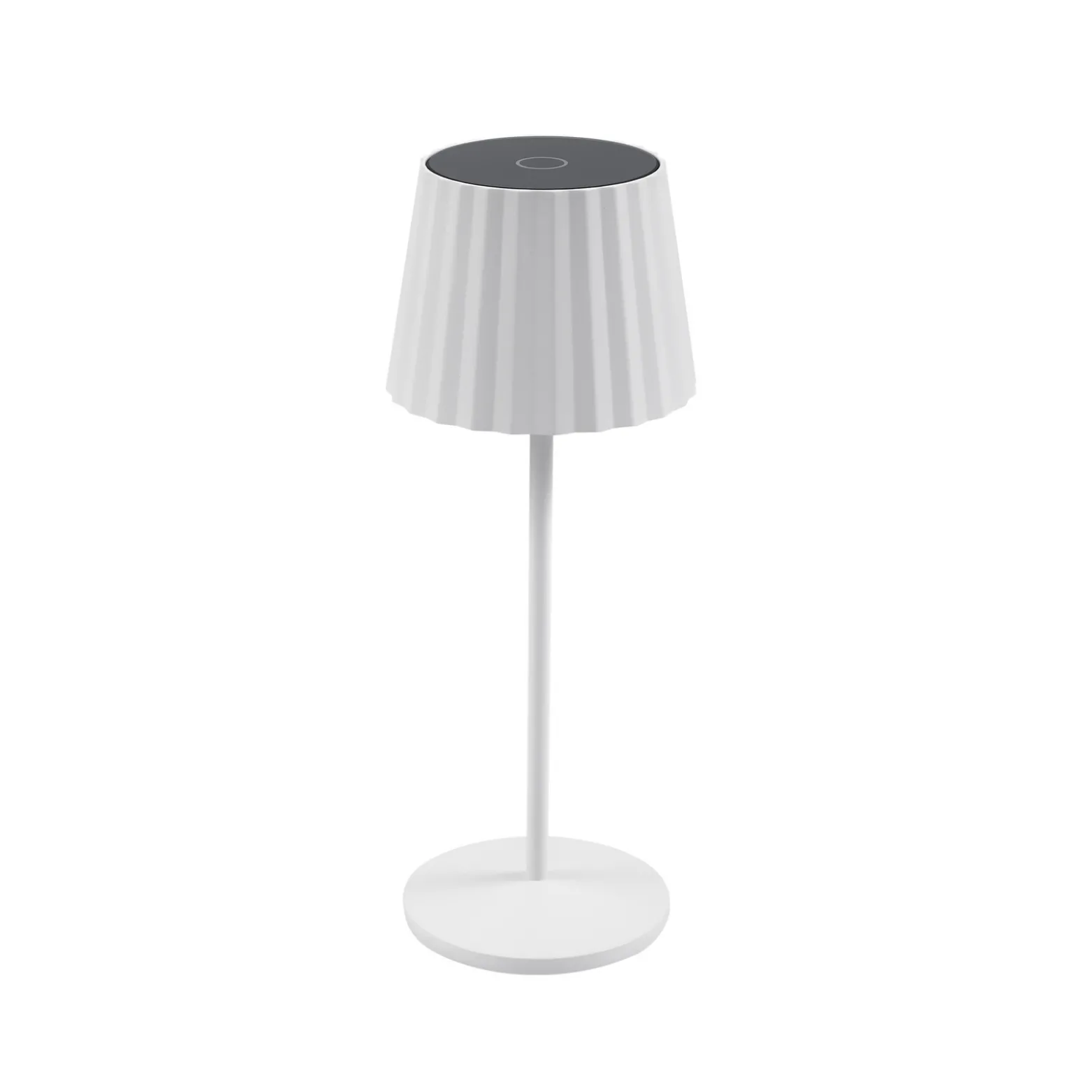 Lindby LED-akku pöytävalaisin Esali, valkoinen, uurteet, 29 cm