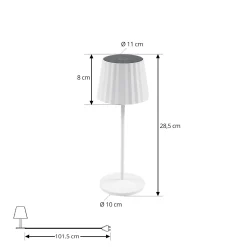 Lindby LED-akku pöytävalaisin Esali, valkoinen, uurteet, 29 cm