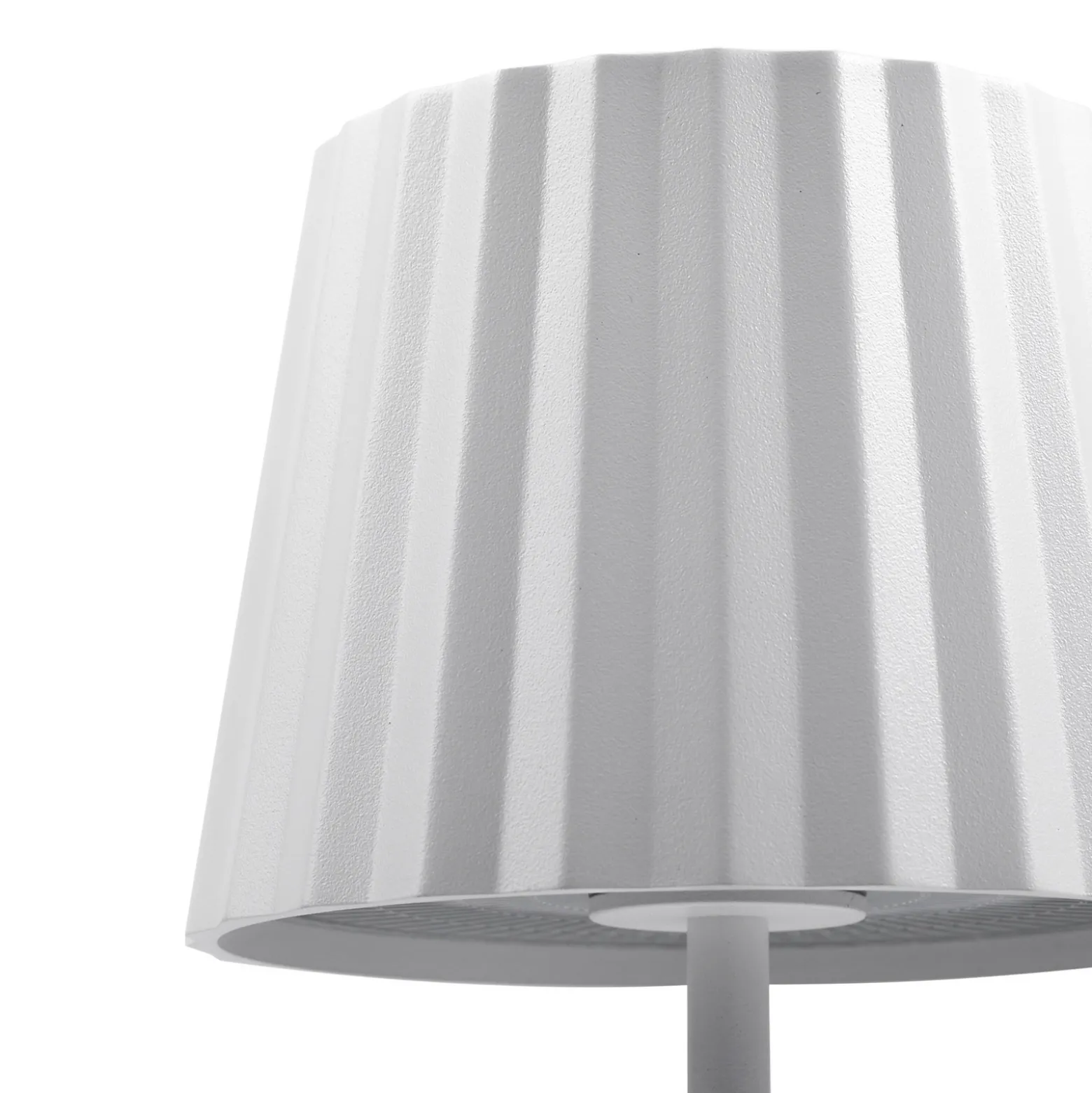 Lindby LED-akku pöytävalaisin Esali, valkoinen, uurteet, 29 cm