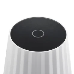 Lindby LED-akku pöytävalaisin Esali, valkoinen, uurteet, 29 cm