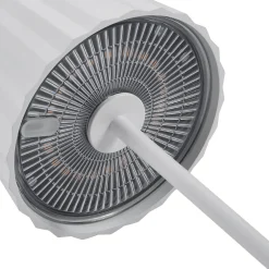 Lindby LED-akku pöytävalaisin Esali, valkoinen, uurteet, 29 cm