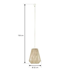 Lindby LED-aurinkokäyttöinen riippuvalaisin Austas, beige, Ø 32 cm, USB, IP54