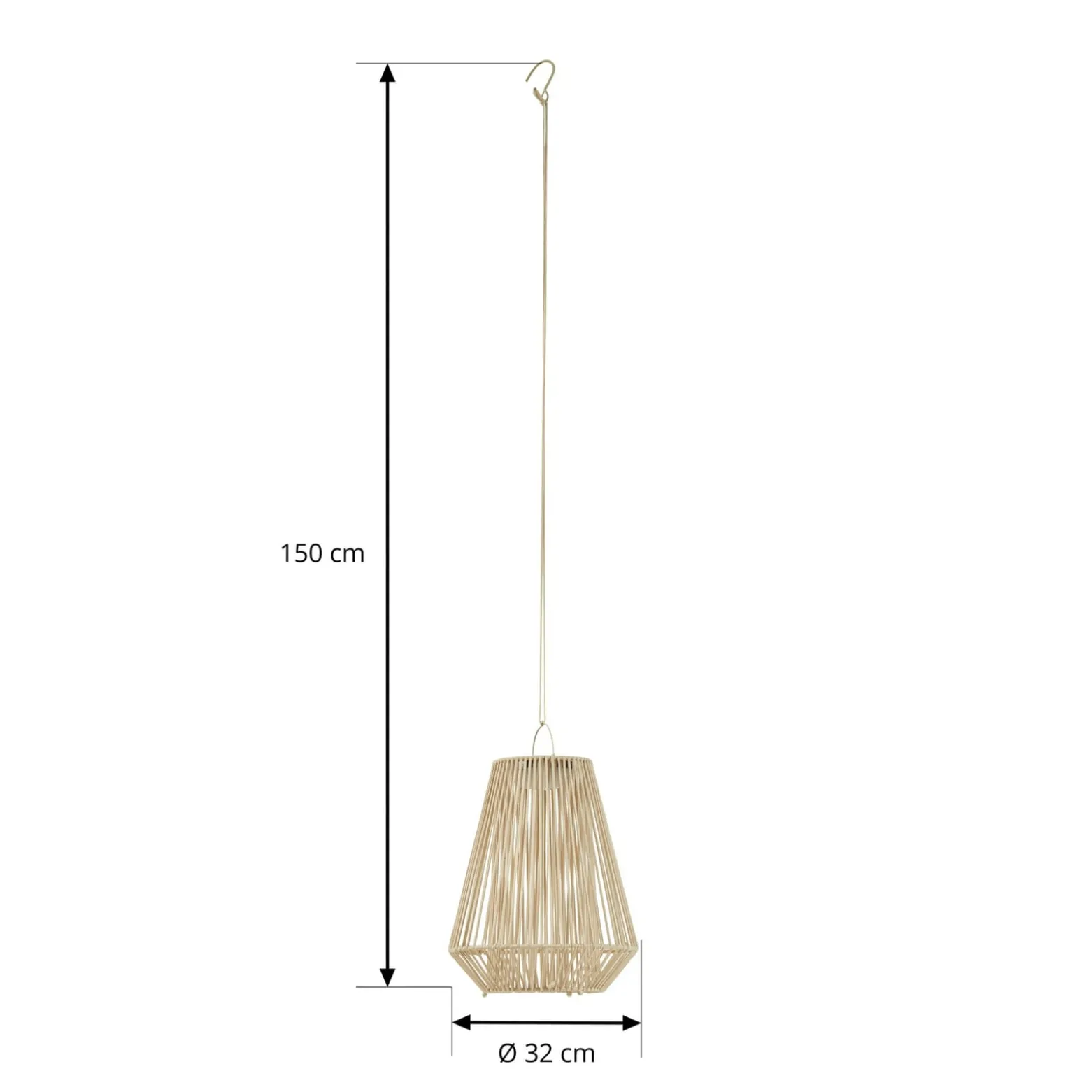 Lindby LED-aurinkokäyttöinen riippuvalaisin Austas, beige, Ø 32 cm, USB, IP54