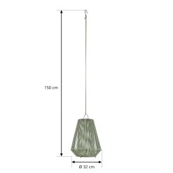 Lindby LED-aurinkokäyttöinen riippuvalaisin Austas, vihreä, Ø 32 cm, USB, IP54