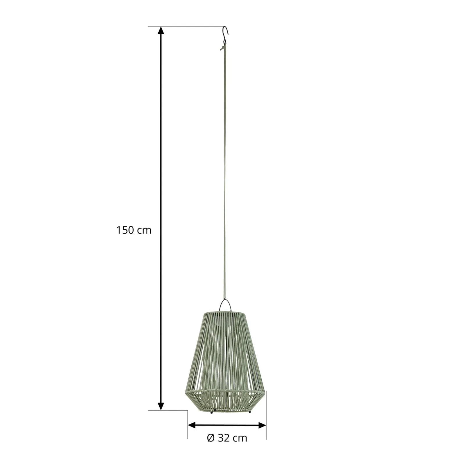 Lindby LED-aurinkokäyttöinen riippuvalaisin Austas, vihreä, Ø 32 cm, USB, IP54