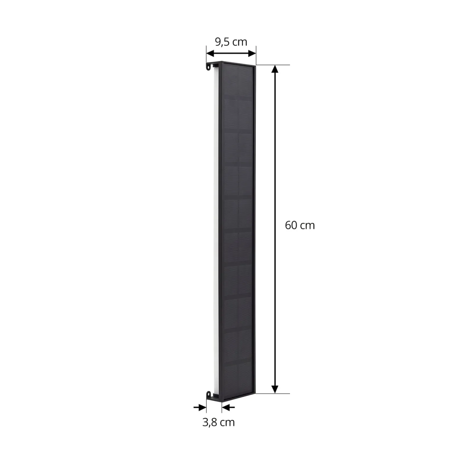 Lindby LED-aurinkokäyttöinen seinävalaisin Laarni, himmennettävä, IP54, musta