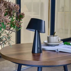 Lindby LED-aurinkopöytälamppu Lirinor musta muovi 13 cm