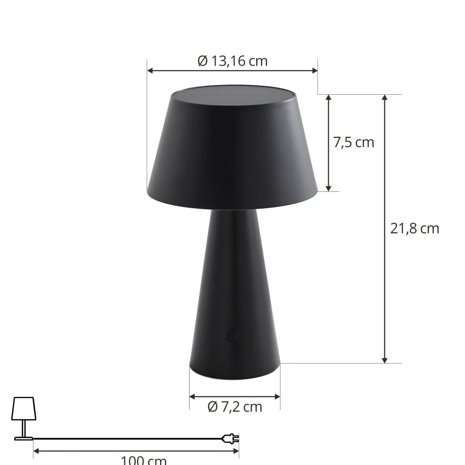 Lindby LED-aurinkopöytälamppu Lirinor musta muovi 13 cm