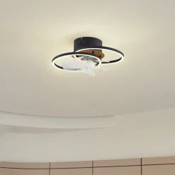 Lindby LED kattotuuletin Lomana, musta, hiljainen, CCT