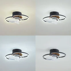 Lindby LED kattotuuletin Lomana, musta, hiljainen, CCT