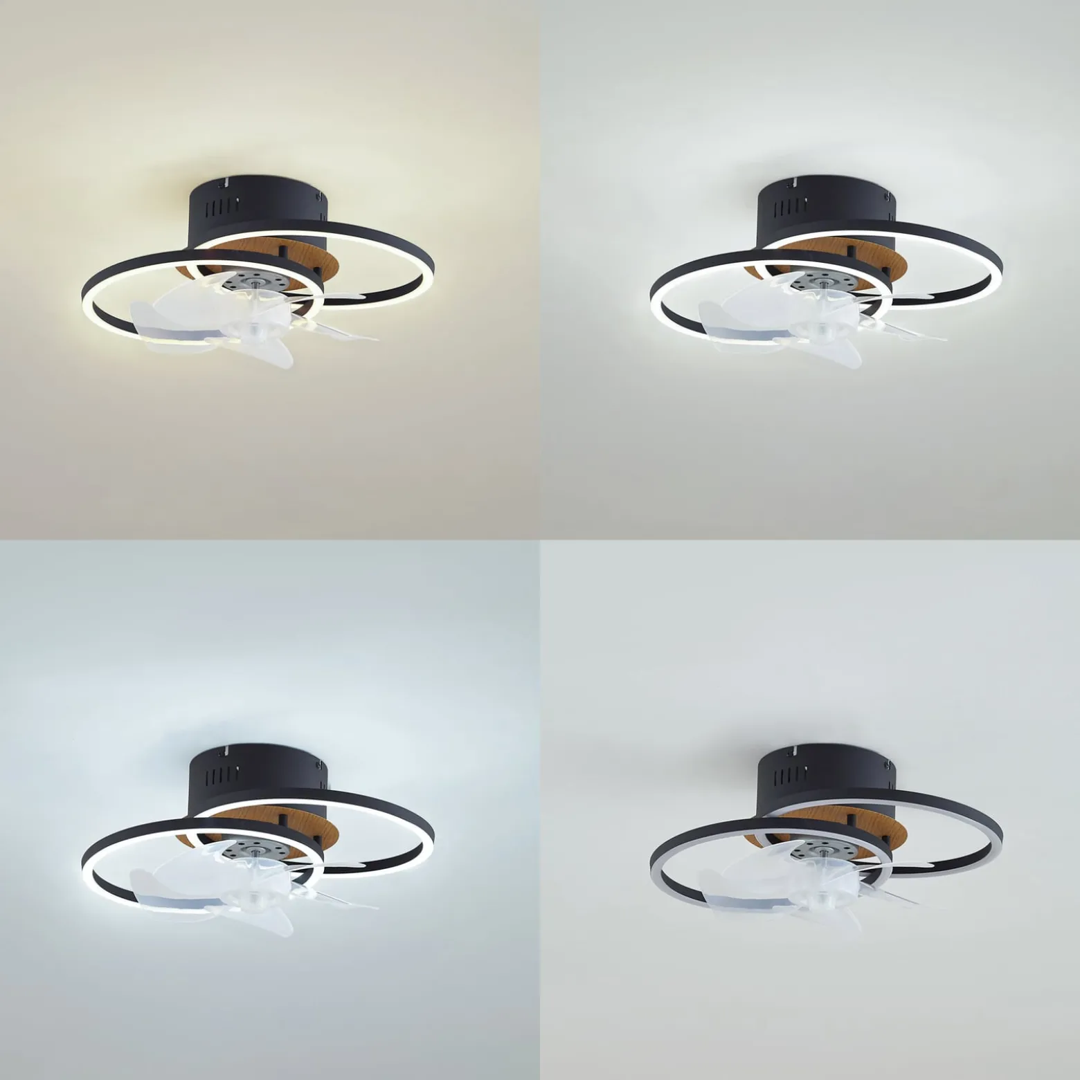 Lindby LED kattotuuletin Lomana, musta, hiljainen, CCT