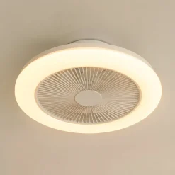Lindby LED-kattotuuletin Vedin, valkoinen, DC, Ø 45 cm, RGBW