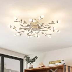 Lindby LED-kattovalaisin Bolonia, pronssi/valkoinen, Ø 80 cm
