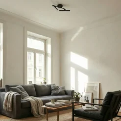 Lindby LED-kattovalaisin Eldrin, 2-valo, musta, valonauha