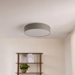 Lindby LED-kattovalaisin Ellamina, 60 cm, vaaleanharmaa, tekstiili