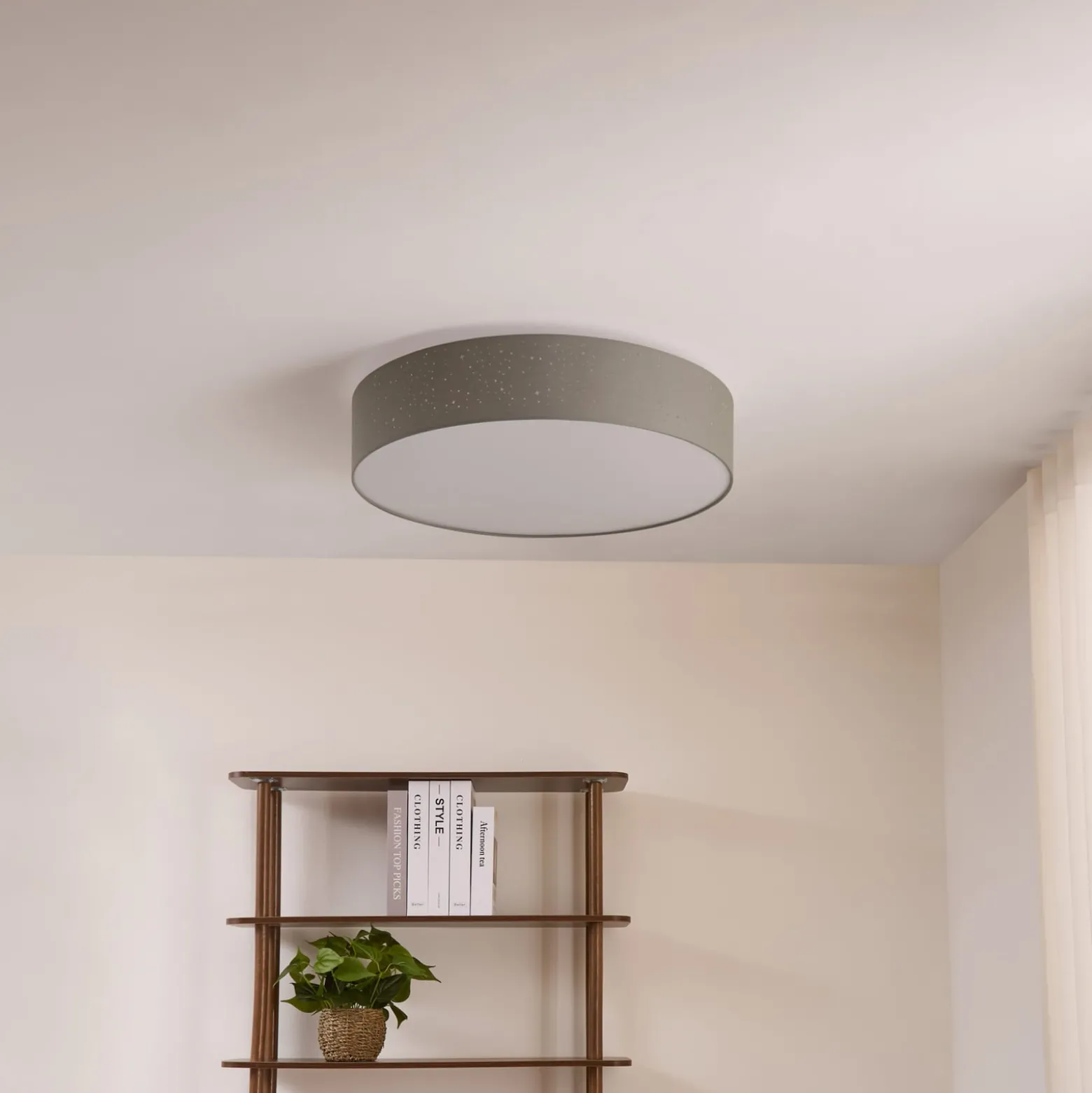 Lindby LED-kattovalaisin Ellamina, 60 cm, vaaleanharmaa, tekstiili