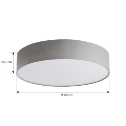 Lindby LED-kattovalaisin Ellamina, 60 cm, vaaleanharmaa, tekstiili