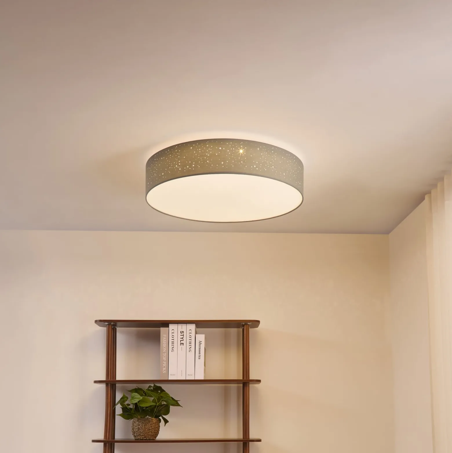 Lindby LED-kattovalaisin Ellamina, 60 cm, vaaleanharmaa, tekstiili
