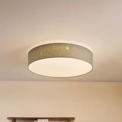 Lindby LED-kattovalaisin Ellamina, 60 cm, vaaleanharmaa, tekstiili