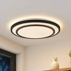 Lindby LED-kattovalaisin Essina, musta, metalli, CCT, himmeä.