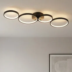 Lindby LED-kattovalaisin Evengeline, musta, alumiini, 88 cm