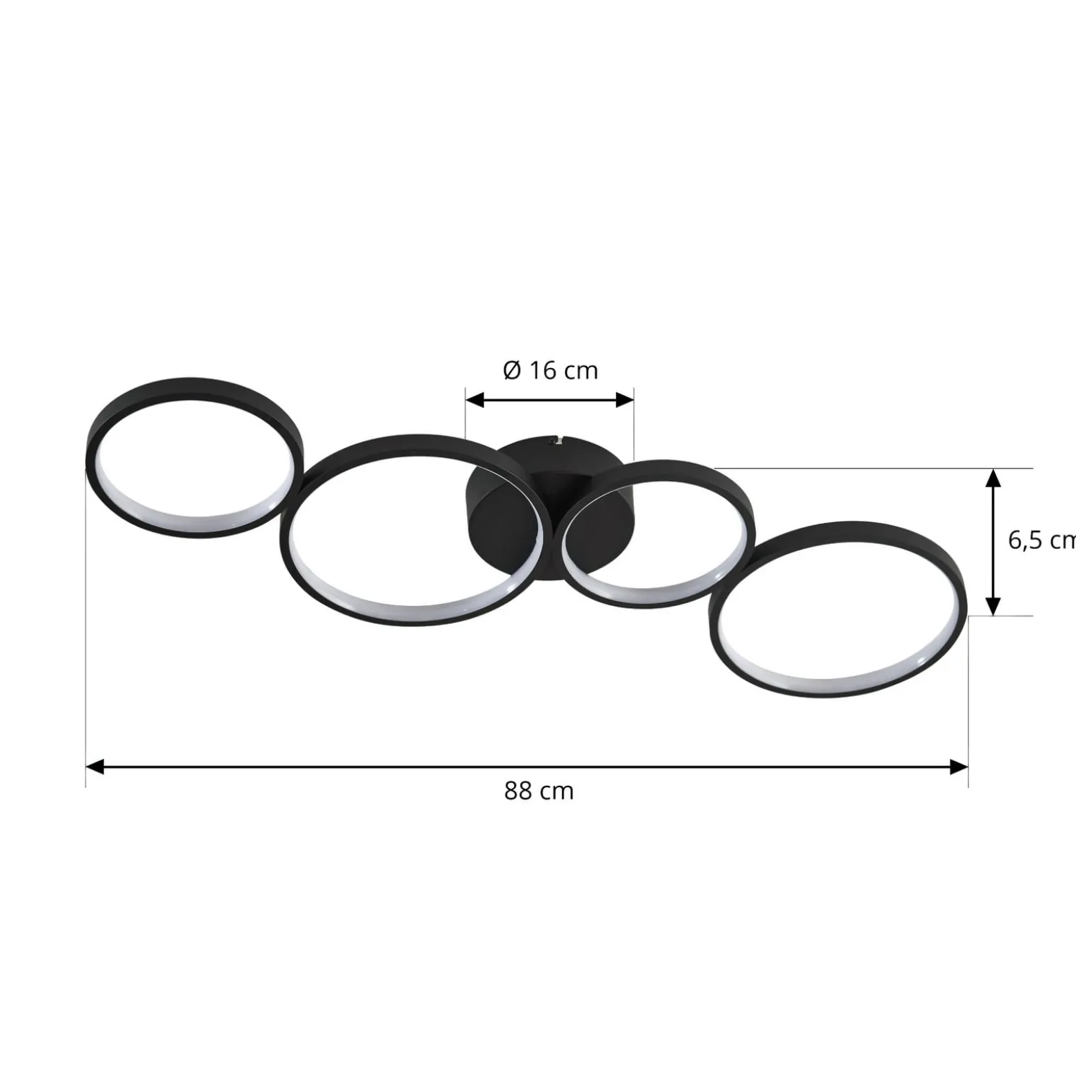 Lindby LED-kattovalaisin Evengeline, musta, alumiini, 88 cm