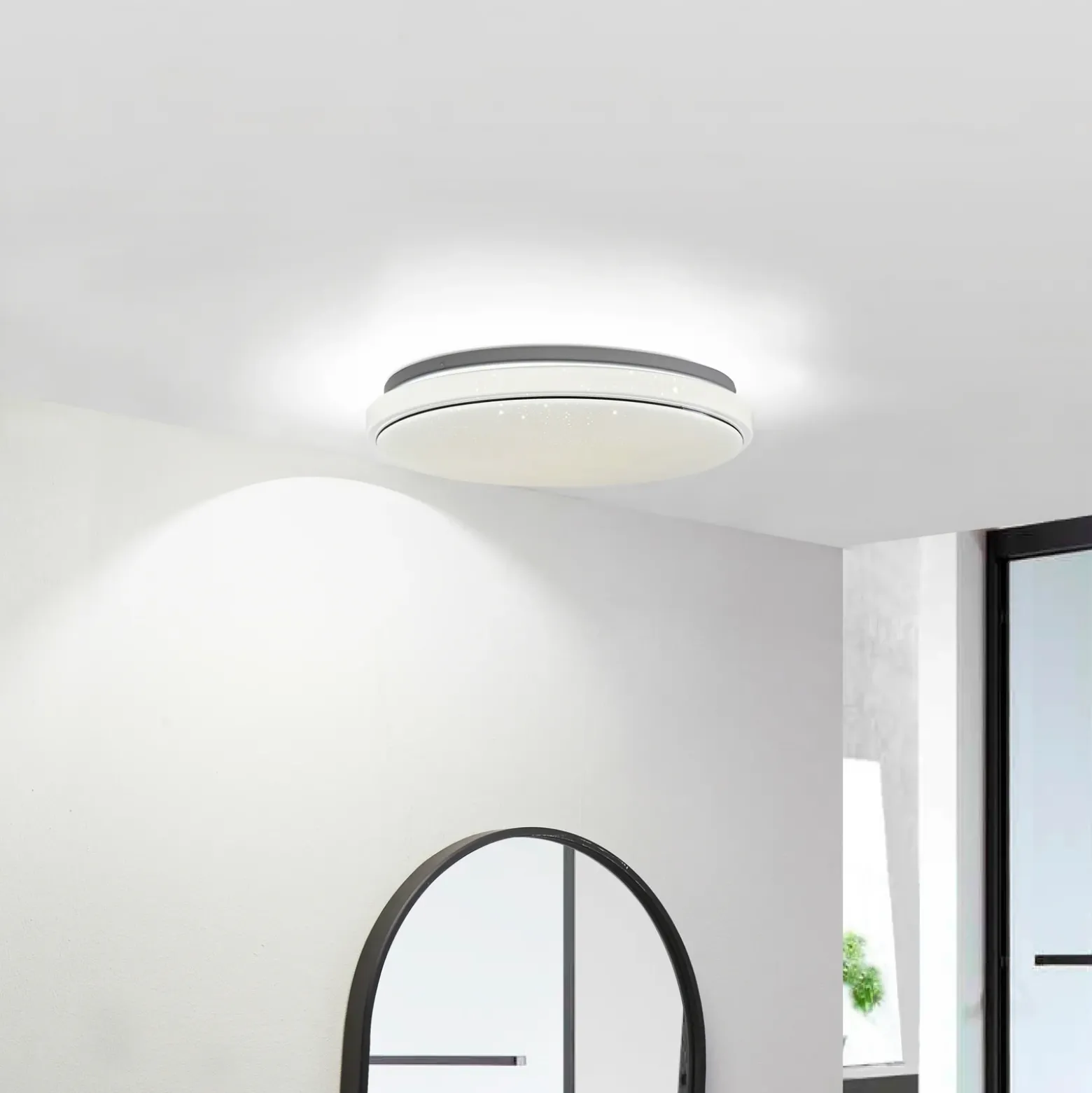 Lindby LED-kattovalaisin Glamo, Ø 39 cm, kromi, valkoinen, IP44