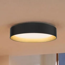 Lindby LED-kattovalaisin Gracjan, musta, metalli, CCT, Ø45 cm