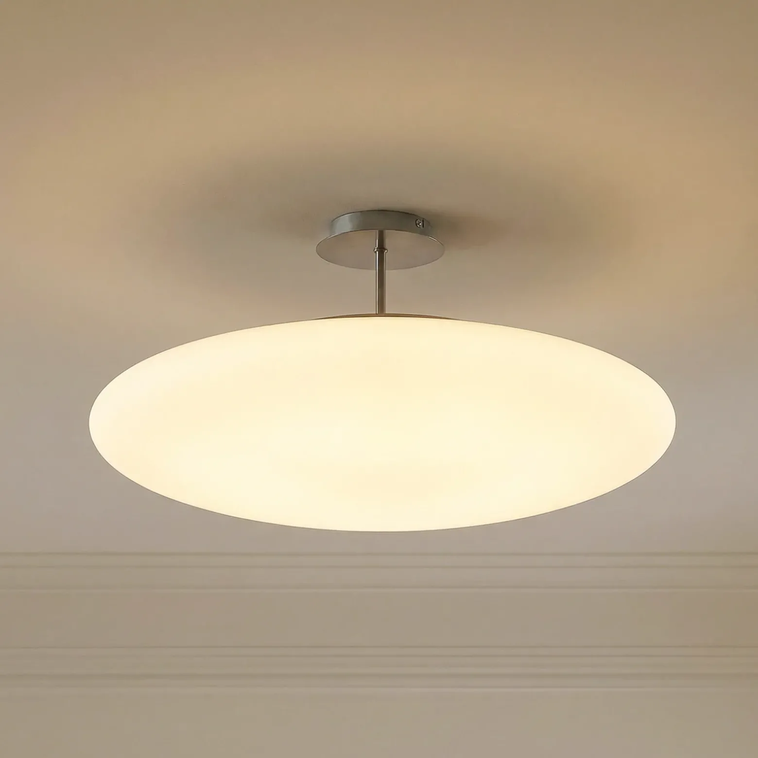 Lindby LED-kattovalaisin Gunda, valkoinen, lasi, Ø 48 cm, himmennettävä