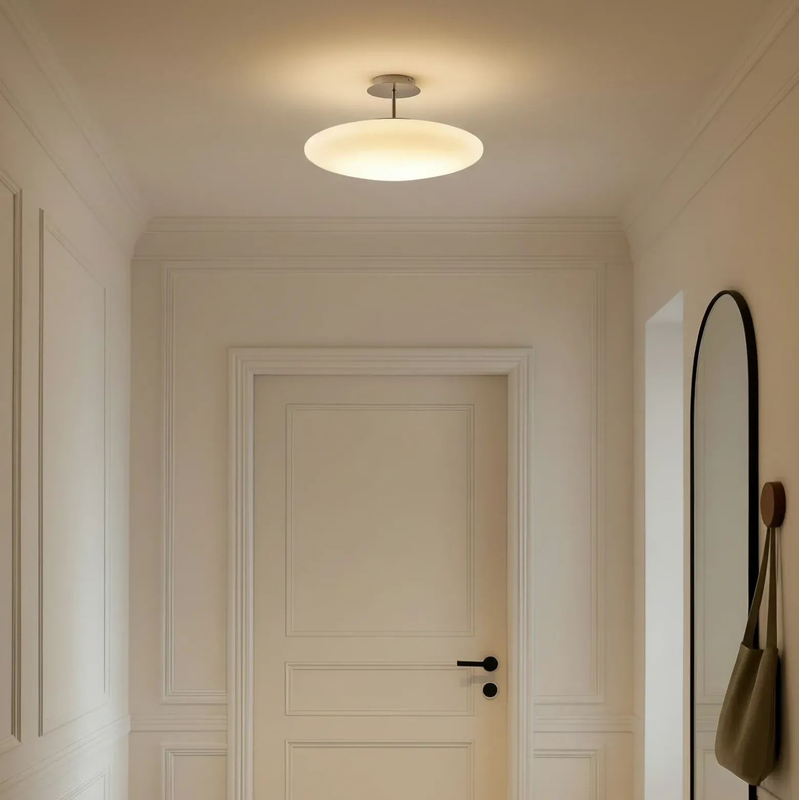 Lindby LED-kattovalaisin Gunda, valkoinen, lasi, Ø 48 cm, himmennettävä
