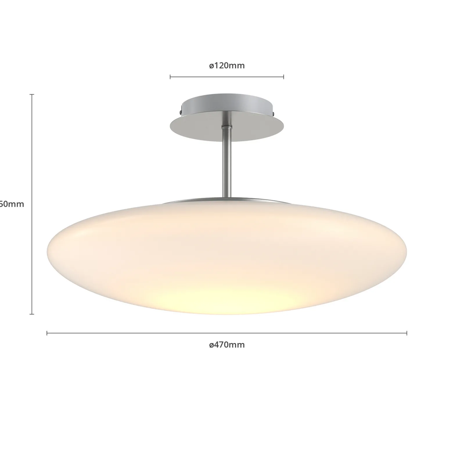 Lindby LED-kattovalaisin Gunda, valkoinen, lasi, Ø 48 cm, himmennettävä
